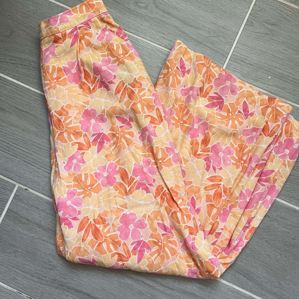 Lulu's Pink and Orange Floral Pants